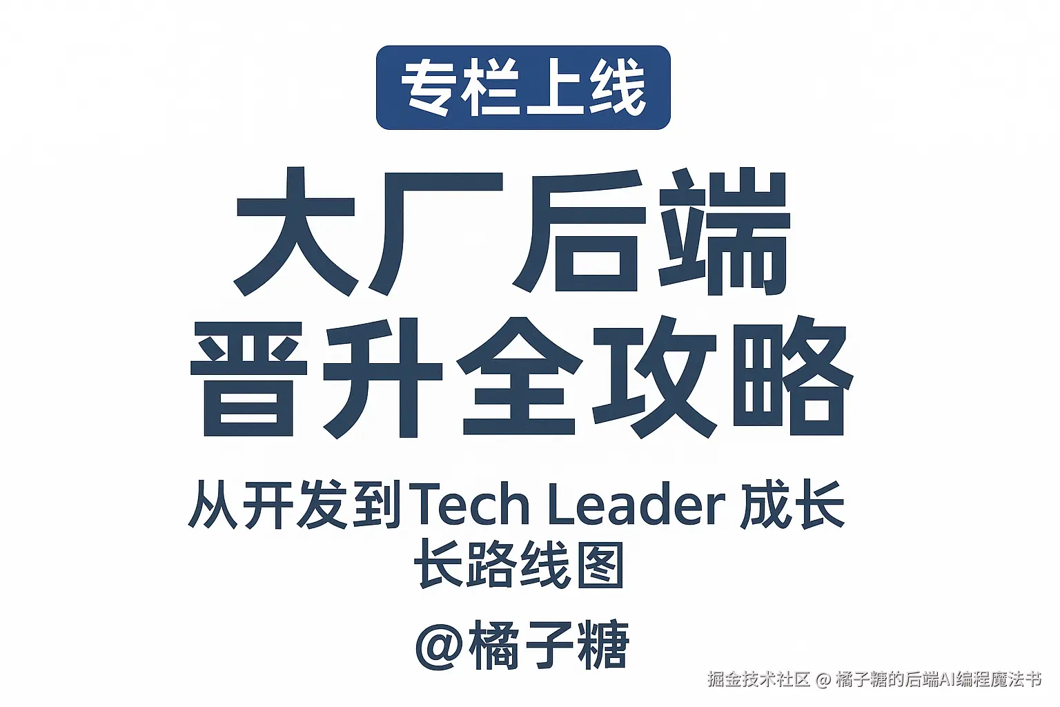 「大厂后端晋升全攻略」：从开发到Tech Leader的成长路线图